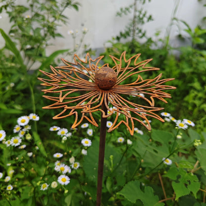 Garden Stake Bluebonnet Solid Iron Rust Patina