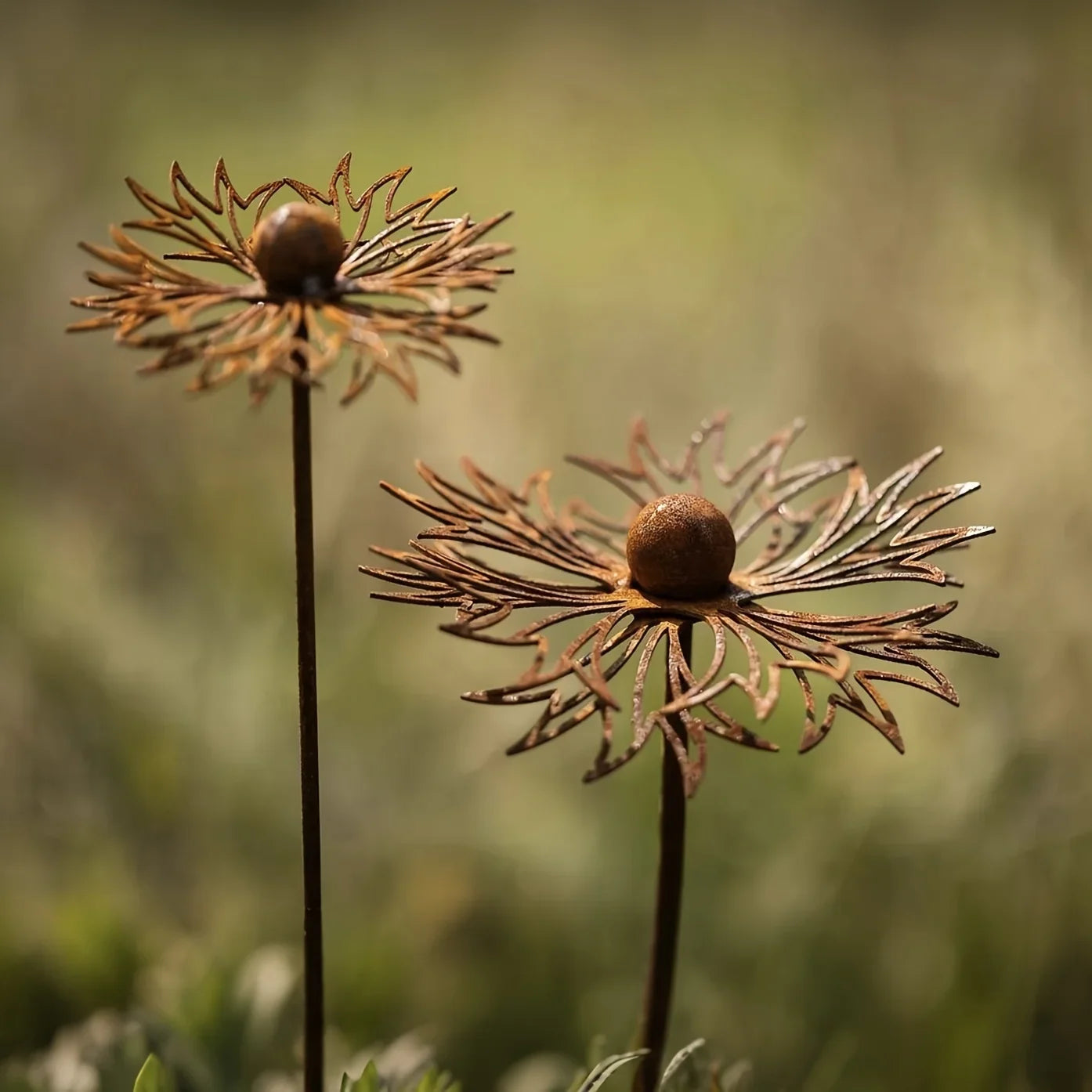 Garden Stake Bluebonnet Solid Iron Rust Patina