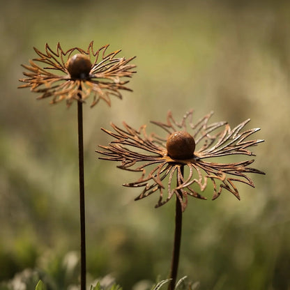 Garden Stake Bluebonnet Solid Iron Rust Patina