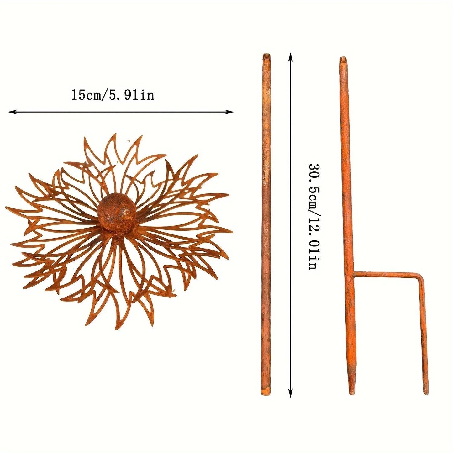 Garden Stake Bluebonnet Solid Iron Rust Patina