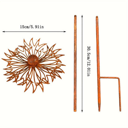 Garden Stake Bluebonnet Solid Iron Rust Patina