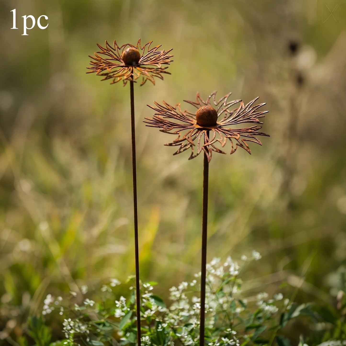 Garden Stake Bluebonnet Solid Iron Rust Patina