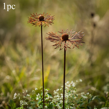 Garden Stake Bluebonnet Solid Iron Rust Patina