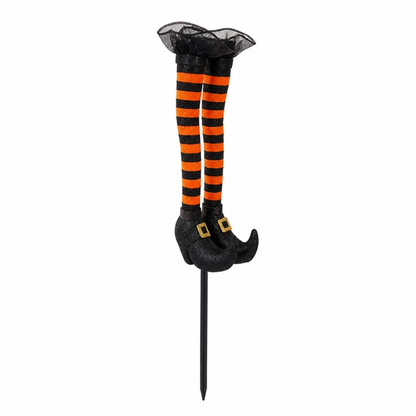 Garden Stake Witch Stockings Illuminated Battery-Operated Timer