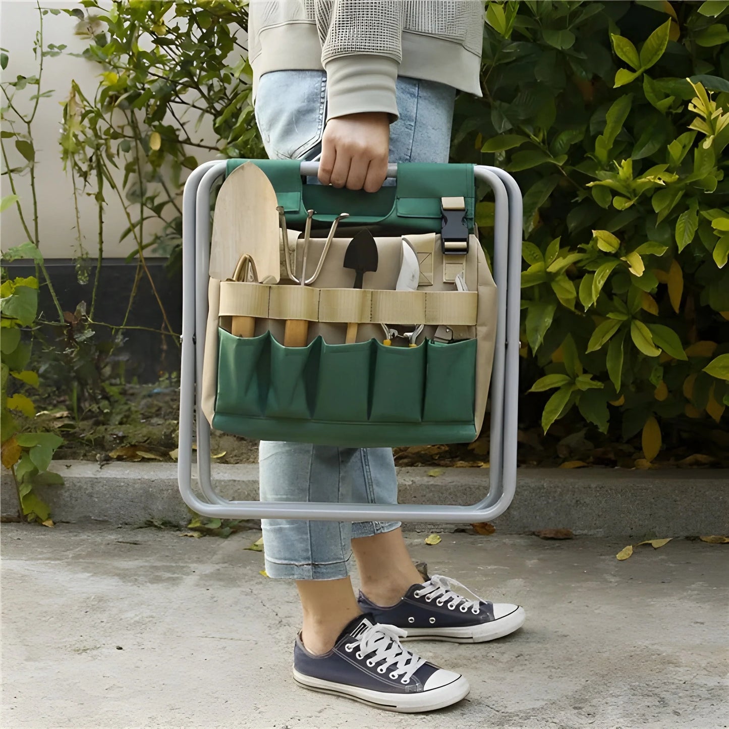 Garden Tool Set Folding Stool & Tool Bag