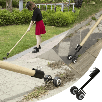 Garden Weed Remover Telescopic Handle Wheeled Root-Grip Head