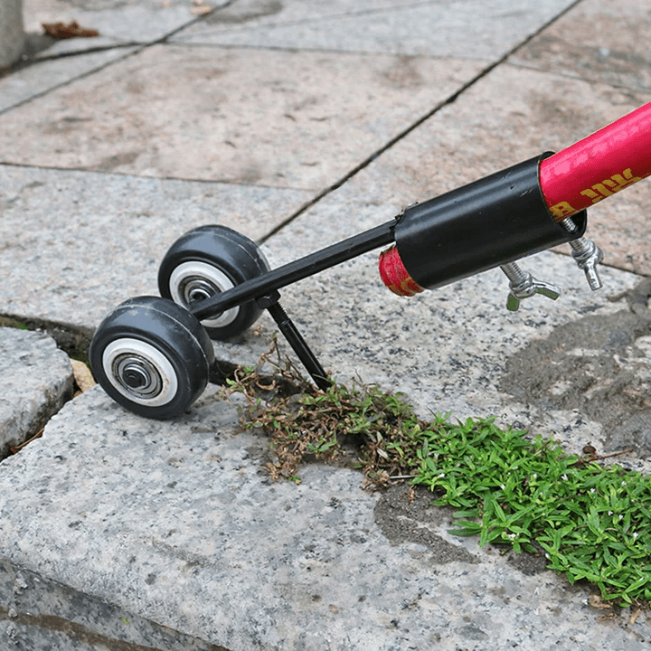 Garden Weed Remover Telescopic Handle Wheeled Root-Grip Head