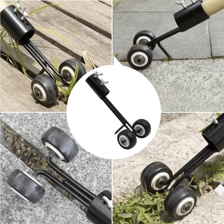 Garden Weed Remover Telescopic Handle Wheeled Root-Grip Head