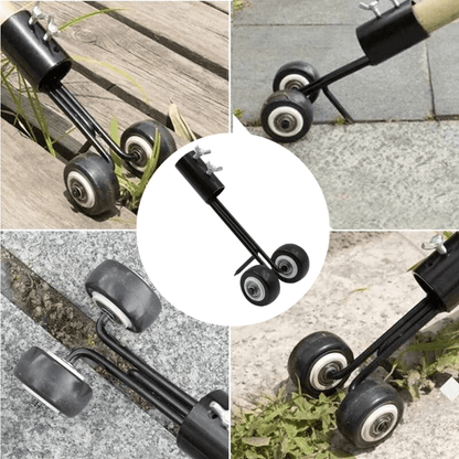 Garden Weed Remover Telescopic Handle Wheeled Root-Grip Head