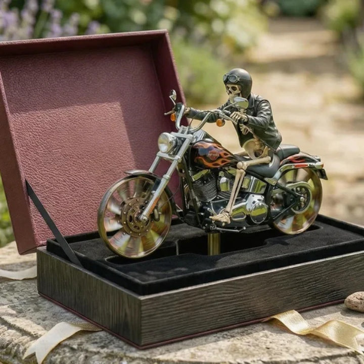 Garden Wind Spinner Skeleton Motorcycle Design Acrylic & Weather-Resistant