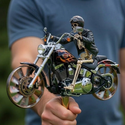 Garden Wind Spinner Skeleton Motorcycle Design Acrylic & Weather-Resistant