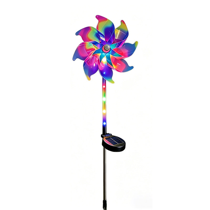 Garden Wind Spinner Solar-Powered Rainbow LED Dusk Activated