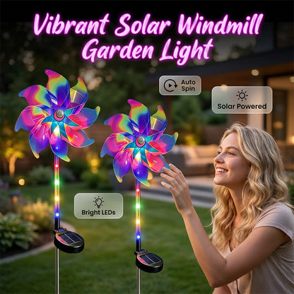 Garden Wind Spinner Solar-Powered Rainbow LED Dusk Activated
