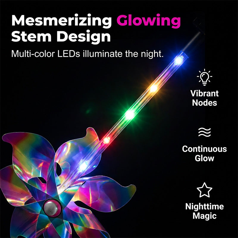Garden Wind Spinner Solar-Powered Rainbow LED Dusk Activated