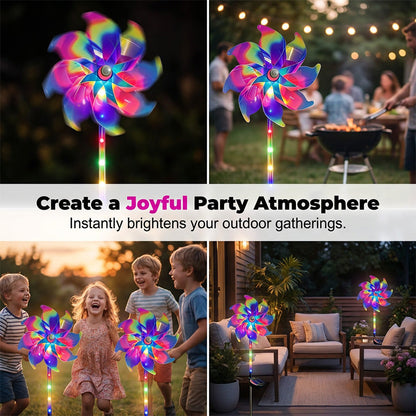 Garden Wind Spinner Solar-Powered Rainbow LED Dusk Activated