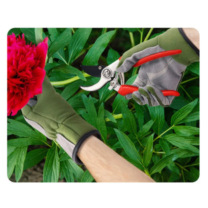 Gardening Gloves Cowhide Leather Palm & Breathable Back