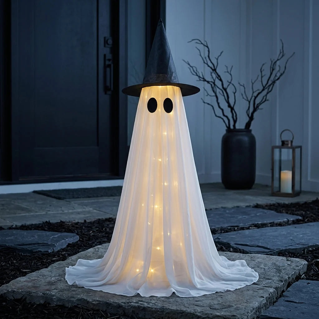 Ghost Decoration Witch Hat LED & Battery Operated