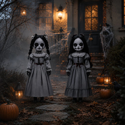 Ghost Doll Set Realistic Victorian Weatherproof Two Piece