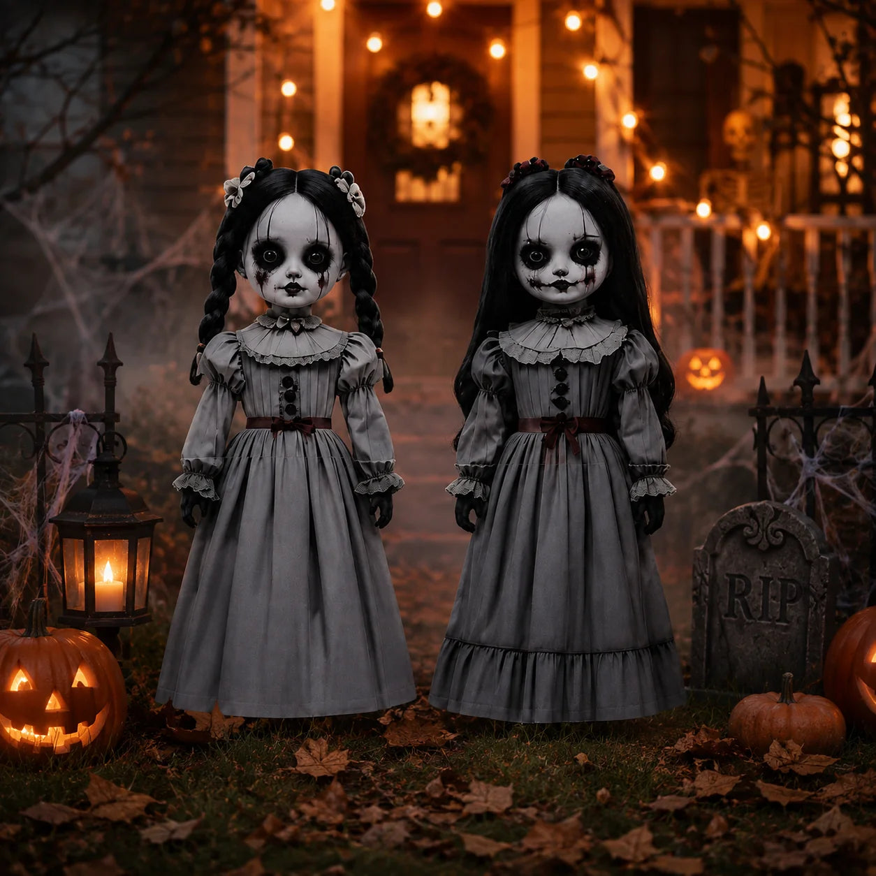 Ghost Doll Set Realistic Victorian Weatherproof Two Piece