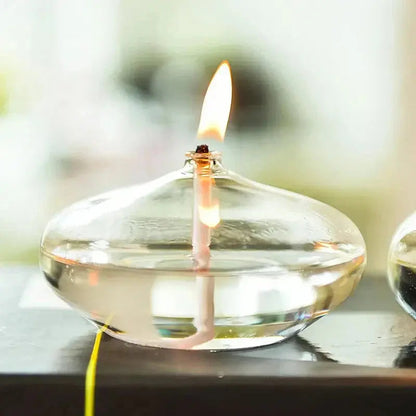 Glass Oil Lamp Steady Flame Drip Free Includes Wick