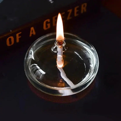 Glass Oil Lamp Steady Flame Drip Free Includes Wick