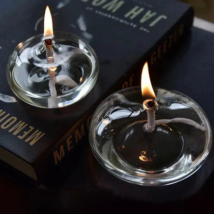 Glass Oil Lamp Steady Flame Drip Free Includes Wick