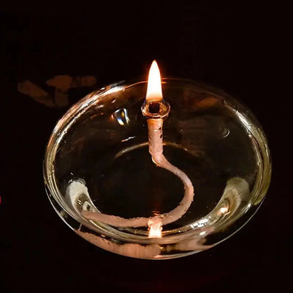 Glass Oil Lamp Steady Flame Drip Free Includes Wick