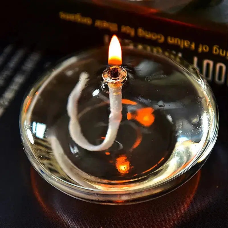 Glass Oil Lamp Steady Flame Drip Free Includes Wick