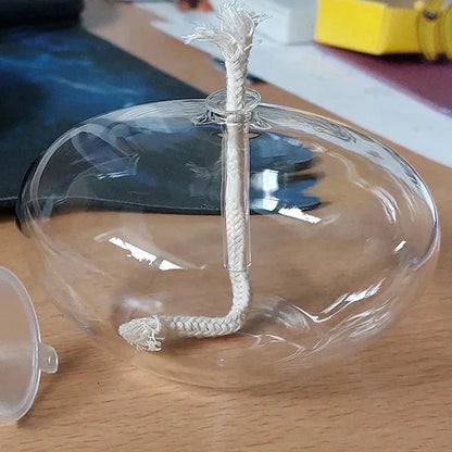 Glass Oil Lamp Steady Flame Drip Free Includes Wick