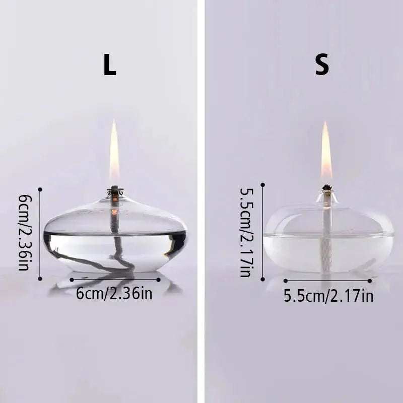 Glass Oil Lamp Steady Flame Drip Free Includes Wick