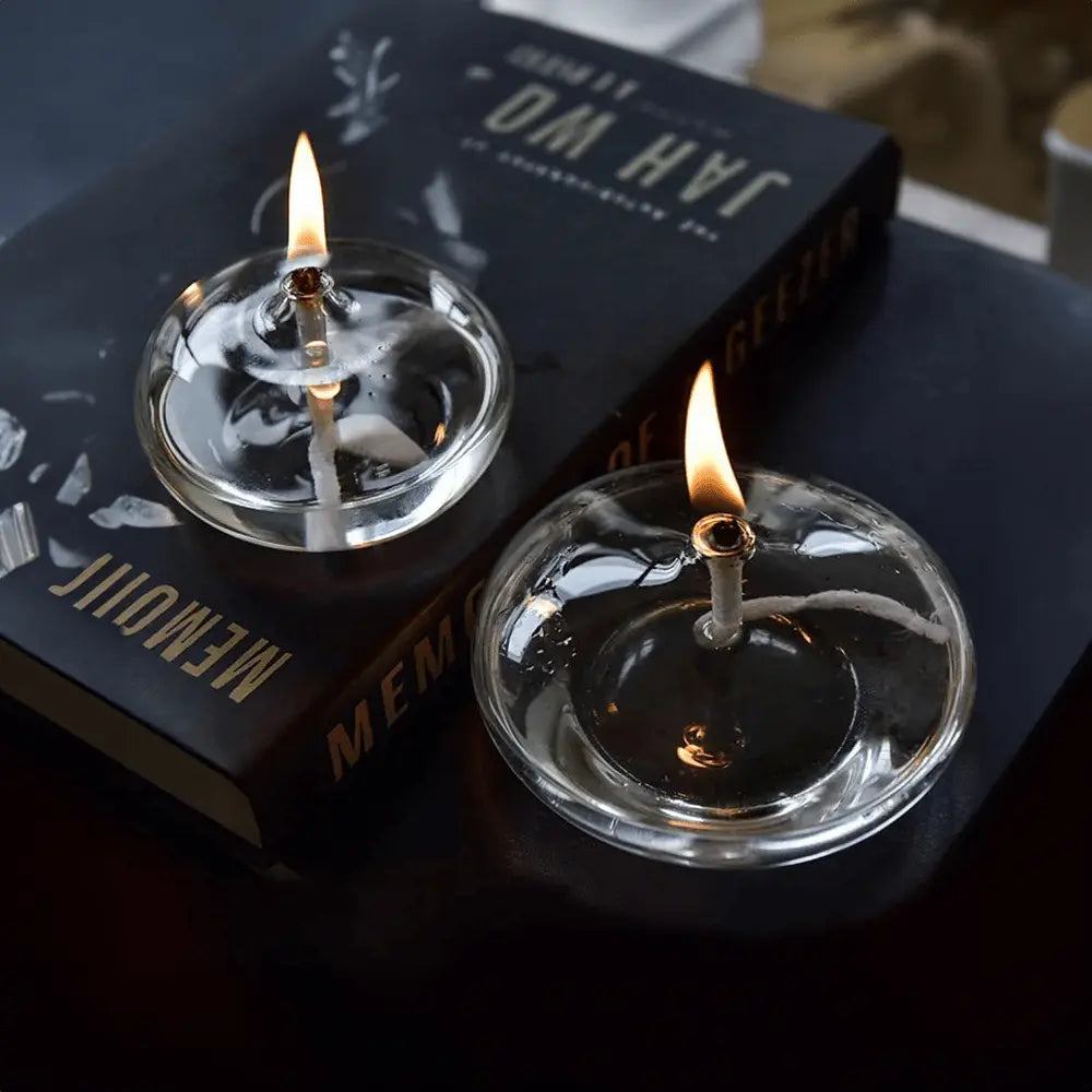 Glass Oil Lamp Steady Flame Drip Free Includes Wick