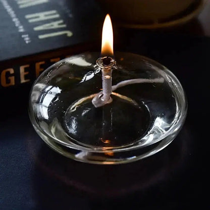 Glass Oil Lamp Steady Flame Drip Free Includes Wick