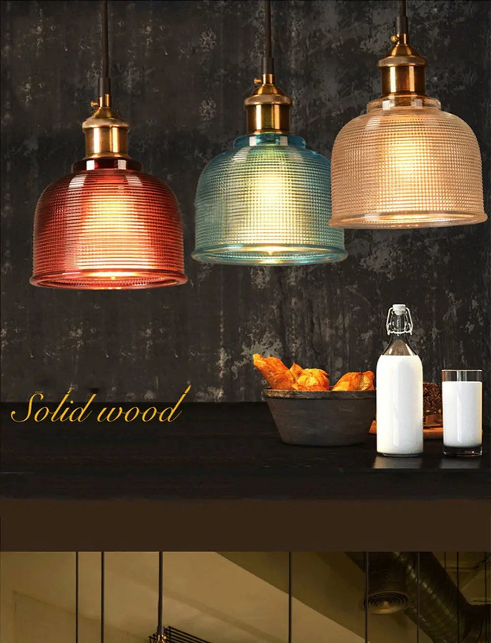 Glass Pendant Light Colored Glass Shade Adjustable Cable