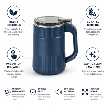 Grain Mill Compact Electric One-Button Multi-Grain