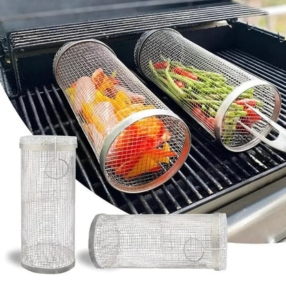 Grill Basket Perforated Stainless Steel Rust-Resistant Set of 2