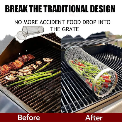Grill Basket Perforated Stainless Steel Rust-Resistant Set of 2