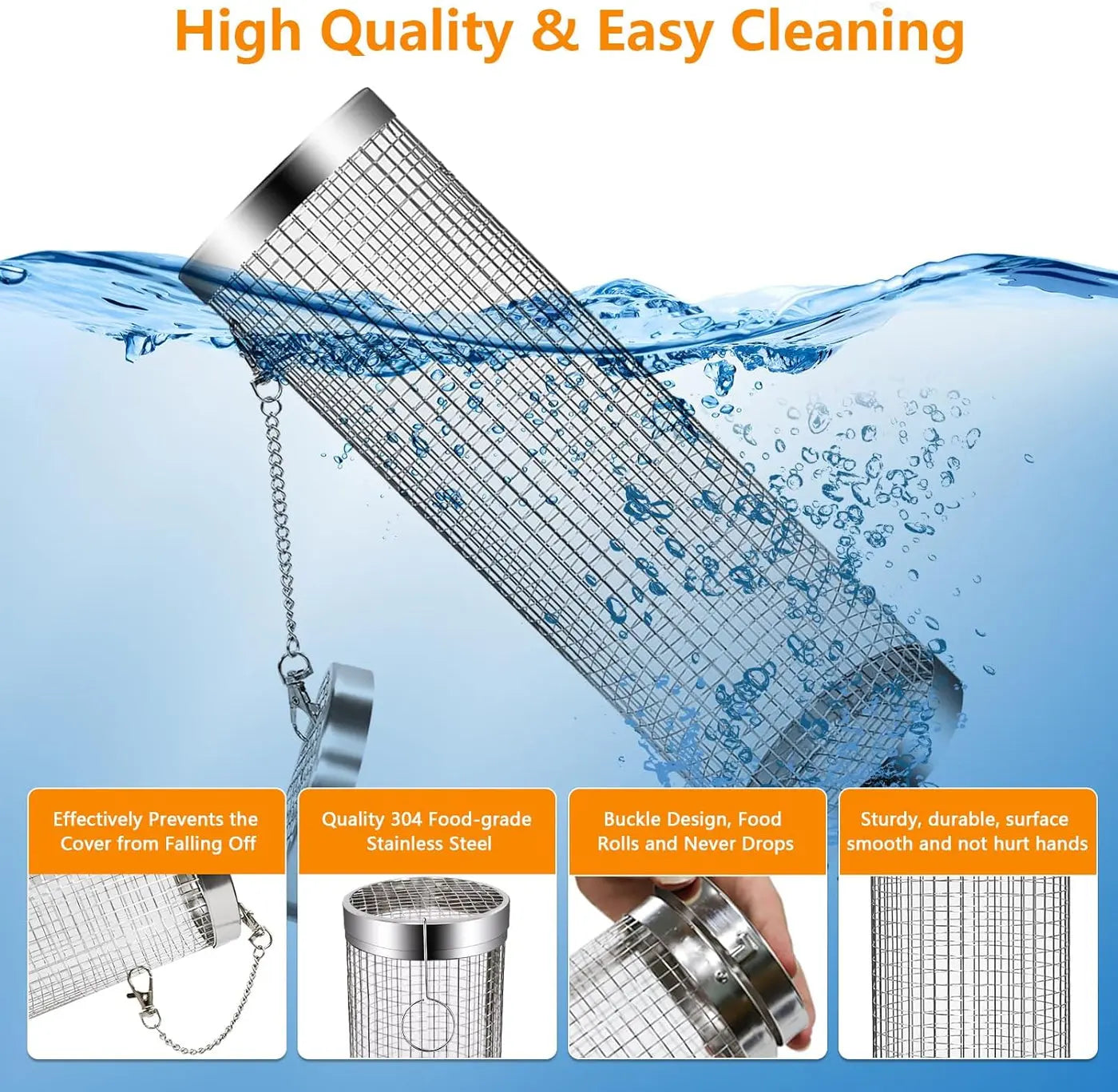 Grill Basket Perforated Stainless Steel Rust-Resistant Set of 2