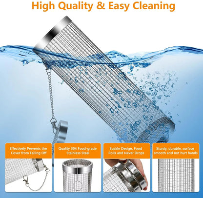 Grill Basket Perforated Stainless Steel Rust-Resistant Set of 2