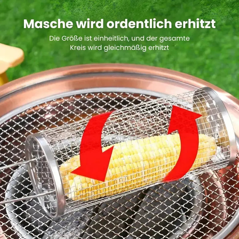 Grill Basket Rolling Stainless Steel Even Cooking