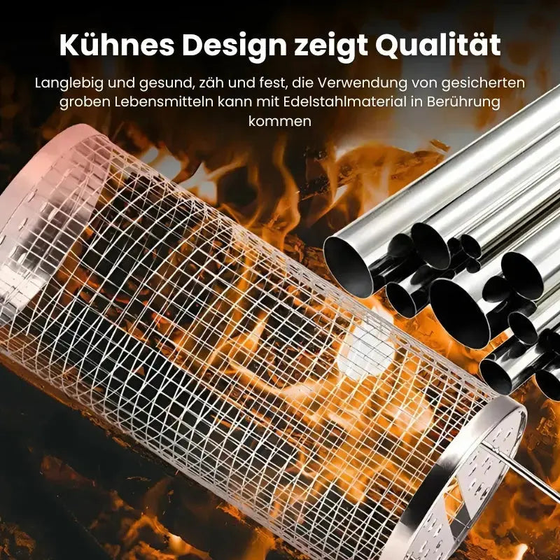 Grill Basket Rolling Stainless Steel Even Cooking
