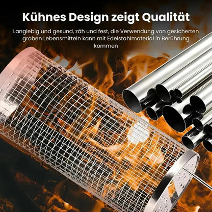 Grill Basket Rolling Stainless Steel Even Cooking
