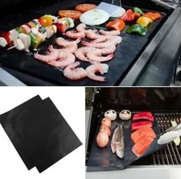 Grill Mat Set of 2 Reusable Non-Stick Dishwasher-Safe & Heat-Resistant