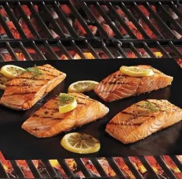 Grill Mat Set of 2 Reusable Non-Stick Dishwasher-Safe & Heat-Resistant