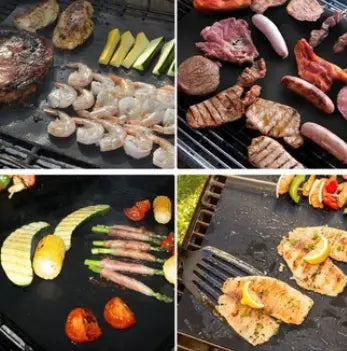 Grill Mat Set of 2 Reusable Non-Stick Dishwasher-Safe & Heat-Resistant