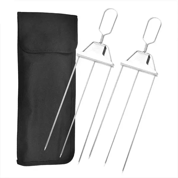 Grill Skewer Set Double-Pronged Stainless Steel Set of 3