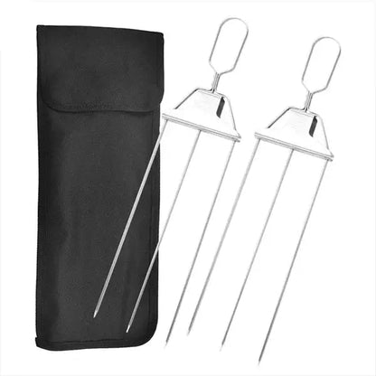 Grill Skewer Set Double-Pronged Stainless Steel Set of 3