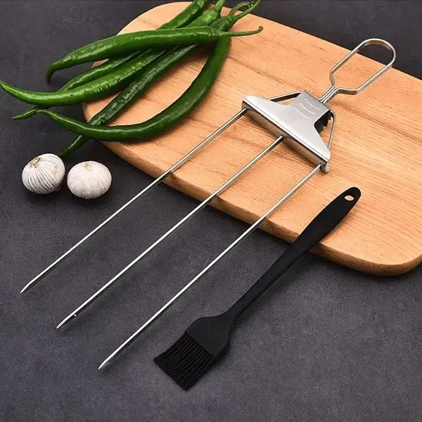 Grill Skewer Set Double-Pronged Stainless Steel Set of 3