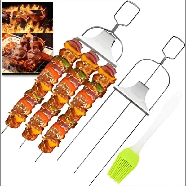 Grill Skewer Set Double-Pronged Stainless Steel Set of 3