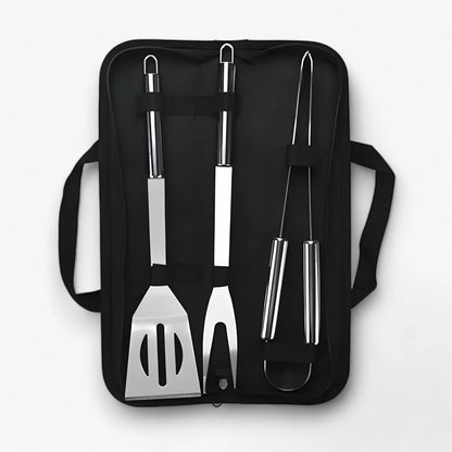 Grill Tool Set Stainless Steel Non-Slip Handles Carrying Bag