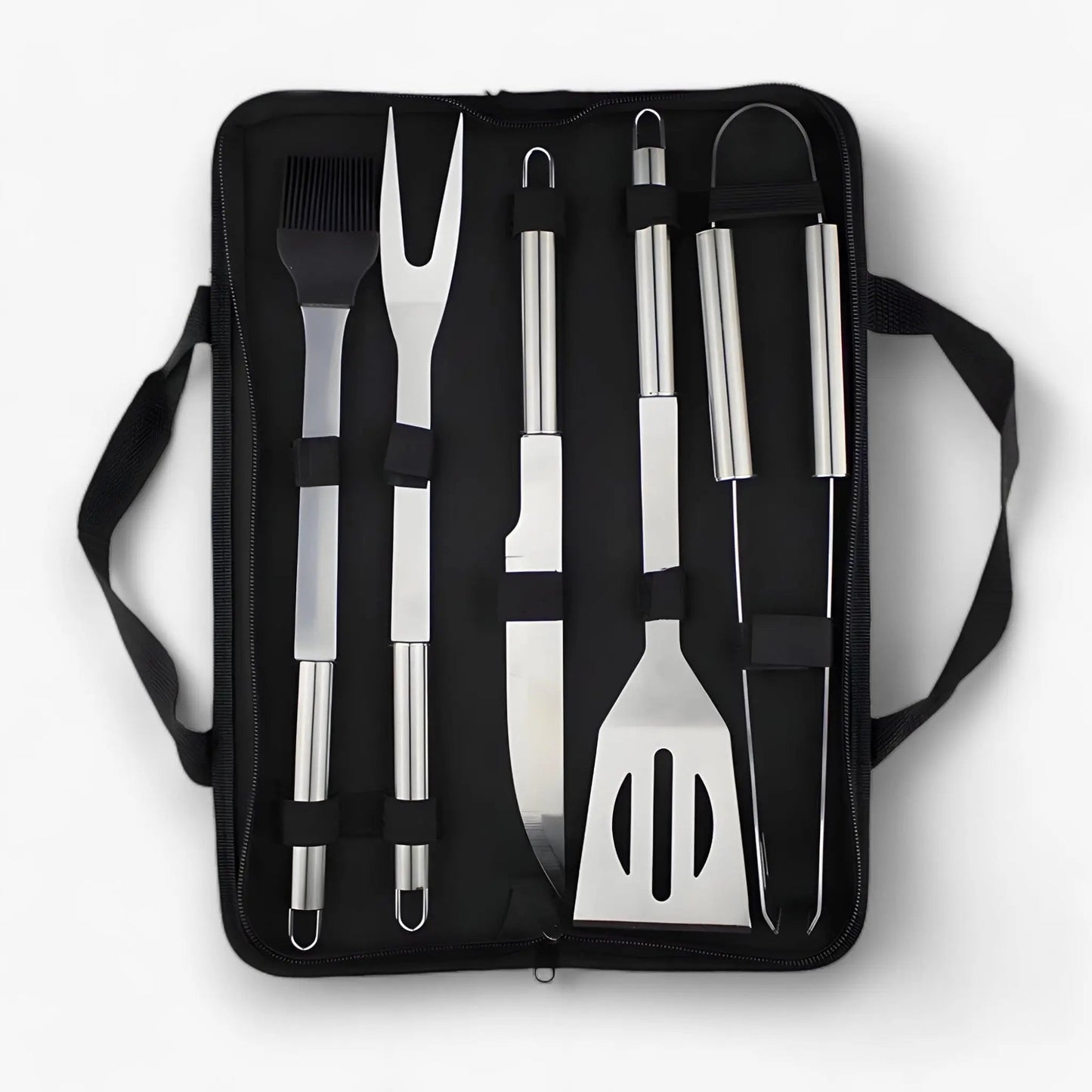 Grill Tool Set Stainless Steel Non-Slip Handles Carrying Bag